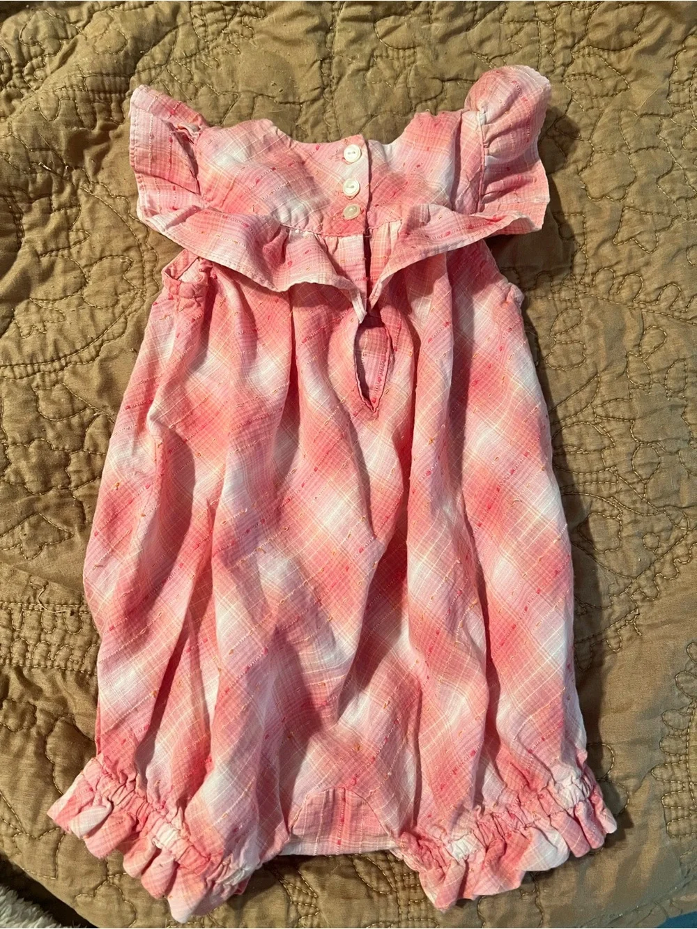 Ralph Lauren Pink Plaid Ruffle Bubble 3mon